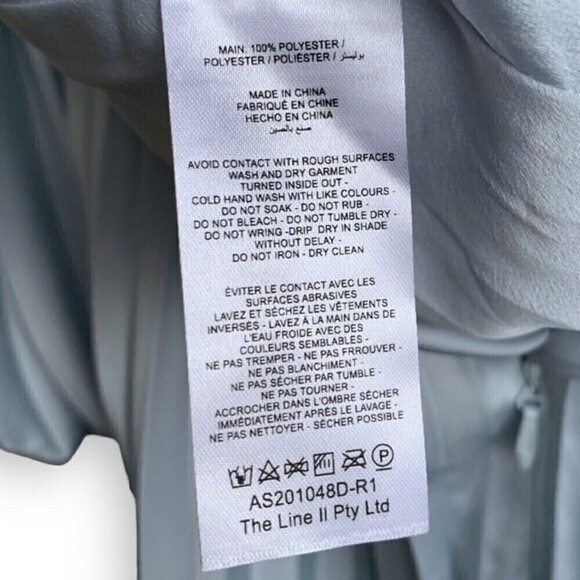 Acler Dress US 4 Palms Pleated Satin Midi Dress Light Blue AU 8 - Picture 15 of 15